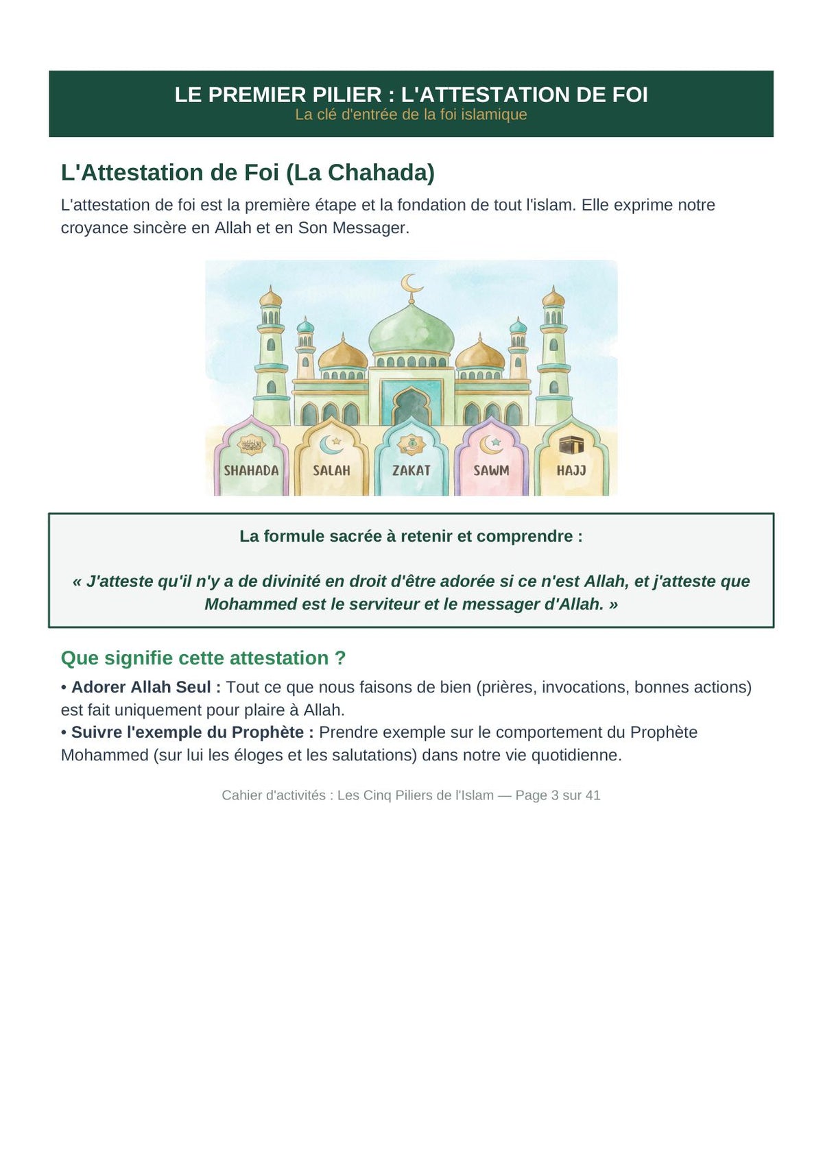 Les 5 piliers de l'islam